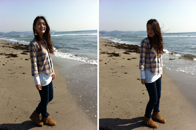 fashion - 七里ガ浜の海辺をお散歩。